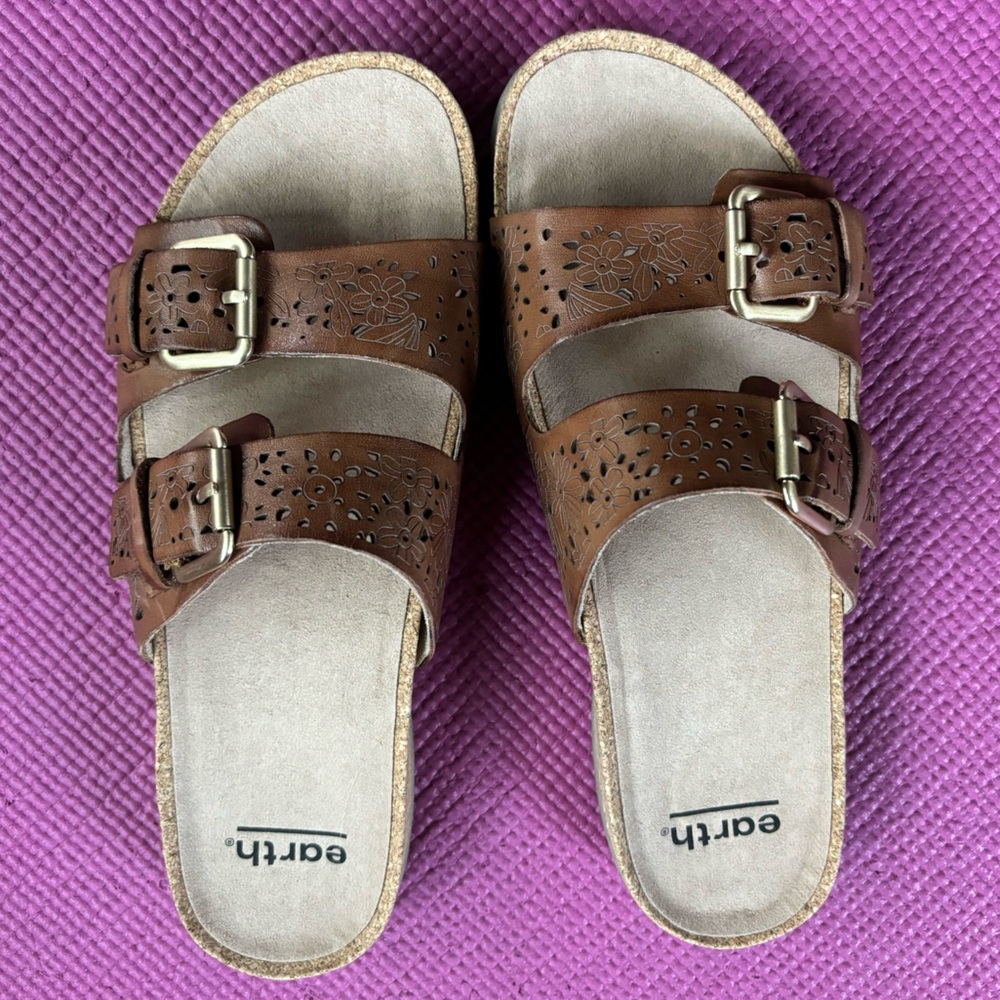🌸 Earth Cognac Leather Sandal 🌸